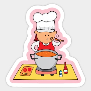 chef cooking a soup in the kitchen Sticker